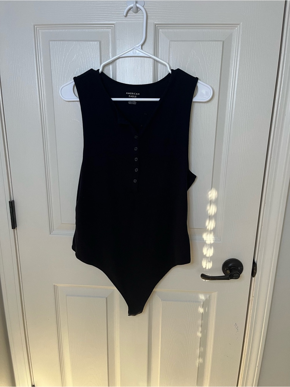 American Eagle Outfitters Black Henley Sleeveless Bodysuit